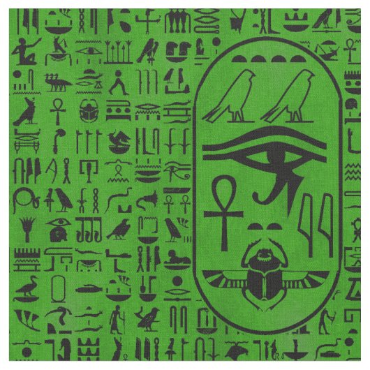 Hieroglyphen-Grün Stoff (Nahaufnahme)