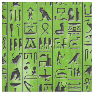 Hieroglyphen im Smaragd Stoff