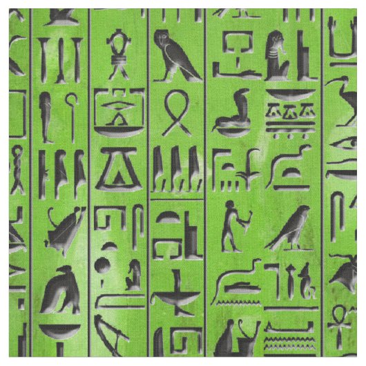 Hieroglyphen im Smaragd Stoff (Nahaufnahme)