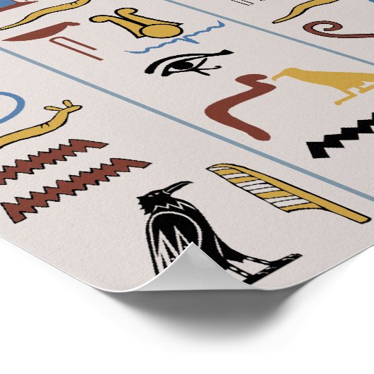 Hieroglyphen Pharaoh Asche Hintergrund Poster (Ecke)