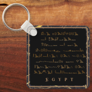 Hieroglyphen Phrase Ägypten Schwarz-Gold-Rahmen Schlüsselanhänger