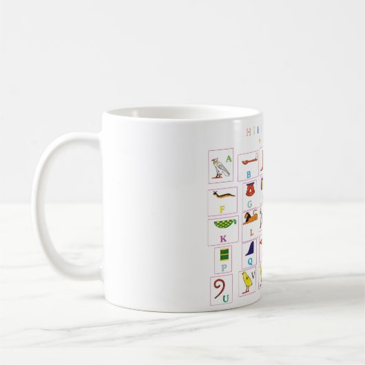 Hieroglyphische Alphabet-Tasse Kaffeetasse (Links)