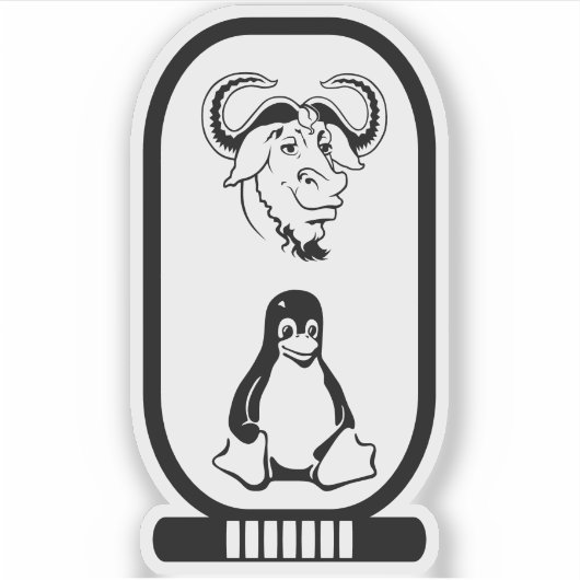 Hieroglyphische Schrift von GNU Linux Aufkleber (Vorderseite)