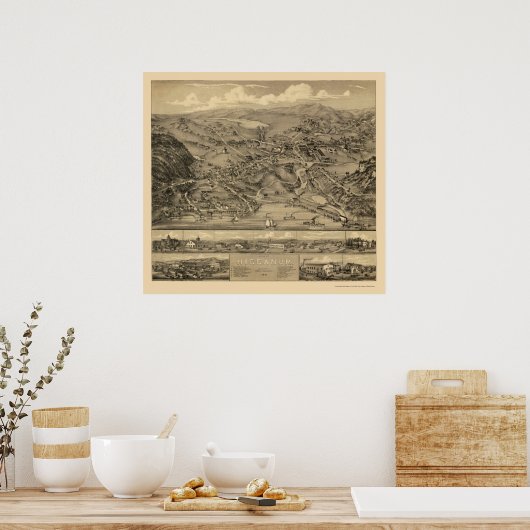 Higganum, CT Panoramic Map - 1881 Poster (Küche)