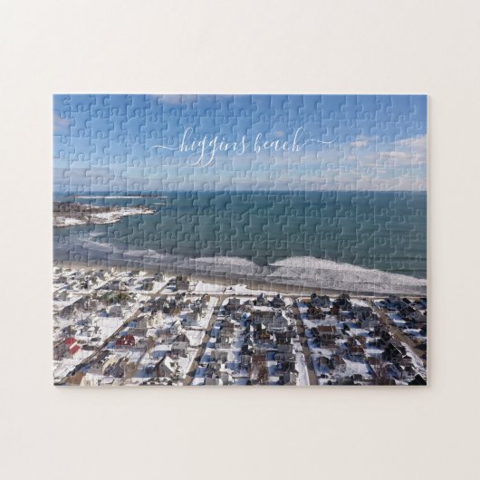 Higgins Beach Offsaison Birdseye Winter Ocean Puzzle (Horizontal)