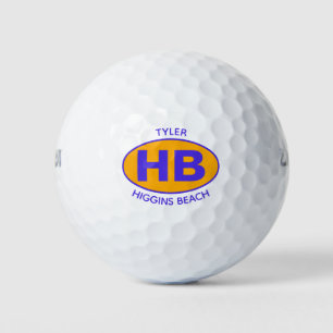 Higgins Beach Oval Blue Orange Personalisiert Golfball