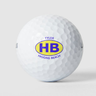 Higgins Beach Oval Blue Yellow Personalisiert Golfball