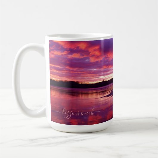 Higgins Beach Sunrise Panorama Name Monogramm Kaffeetasse (Links)