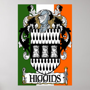 Higgins Wappen irischen Flaggen-Druck Poster
