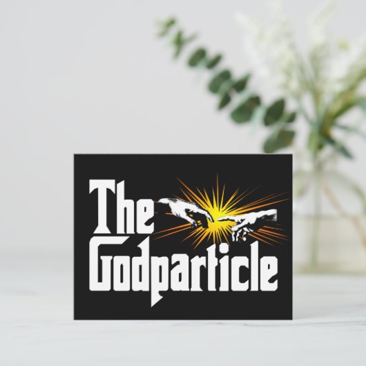 Higgs Boson The Godteilchen - Funny Physical Nerd Postkarte (Stehend Vorderseite)