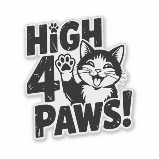 High 4 Paws Cat Aufkleber (Vorderseite)
