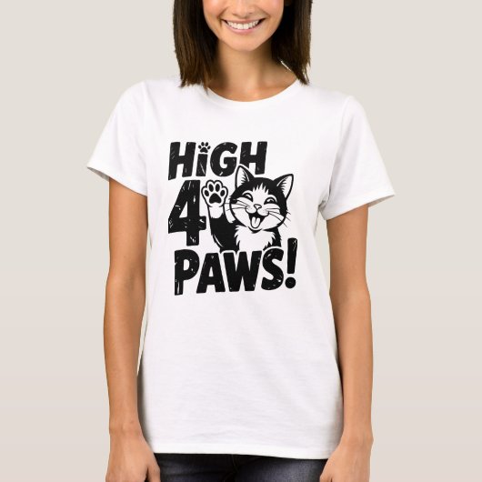 High 4 Paws Cat T-Shirt (Vorderseite)