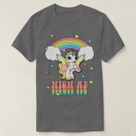 High AF Regenbogen Unicoron Stoner Design T-Shirt (Design vorne)