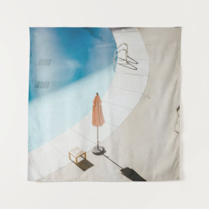 High angle photo of brown umbrella wandteppich