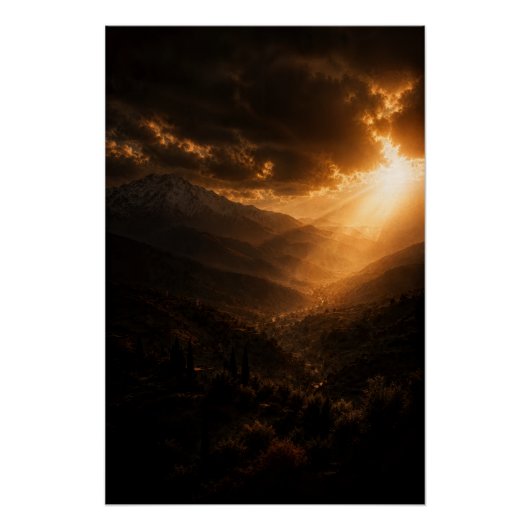 High Atlas Gebirge Sonnenstrahl Poster (Vorderseite)