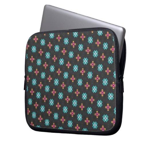 High-Contrast Black and Neon Geometric Laptop Case (Vorderseite Links)