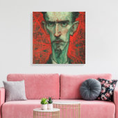 High Contrast Expressionist Portrait in Red and Gn Leinwanddruck (Insitu (Wohnzimmer))