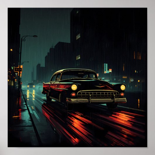 High-Contrast Film Noir: Backlit Evening Drive Poster (Vorne)
