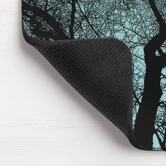 High Contrast Tree - Light Blue Green Mousepad (Ecke)