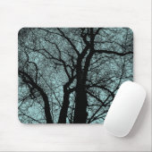 High Contrast Tree - Light Blue Green Mousepad (Mit Mouse)