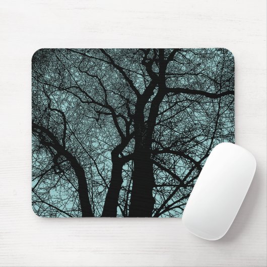 High Contrast Tree - Light Blue Green Mousepad (Mit Mouse)