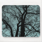 High Contrast Tree - Light Blue Green Mousepad (Vorne)