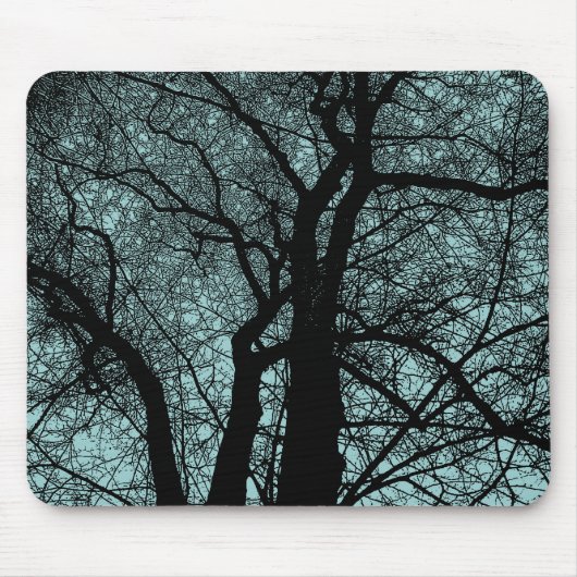 High Contrast Tree - Light Blue Green Mousepad (Vorne)