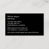 High-End-Anwaltskasse Jet Black Business Cards Visitenkarte (Rückseite)