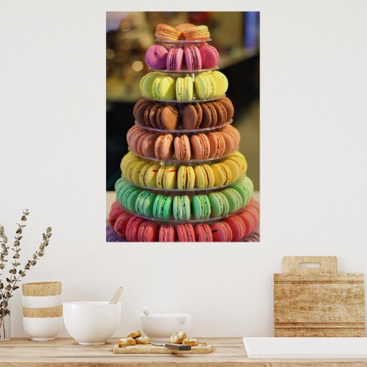 High End Bäckerei Goods Französischer Macarons Tow Poster (Küche)