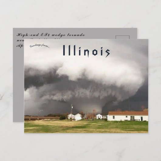 High End EF4 Wedge Tornado Near Rochelle Illinois Postkarte (Vorne/Hinten)