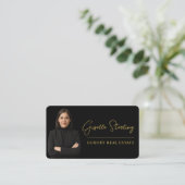 High-End-Immobilien-Black-Gold-QR-Code Visitenkarte (Stehend Vorderseite)