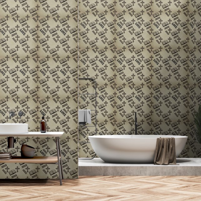 High End Textured Faith Inspired Design Tapete (Badezimmer)