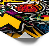 High-Energy Urban Decor: Seamless Retro Sticker Poster (Ecke)