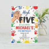High Five Birthday Hi Five 5th Birthday Party Einladung (Stehend Vorderseite)