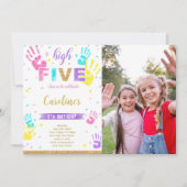 High Five Birthday Photo Invitation Einladung (Vorderseite)