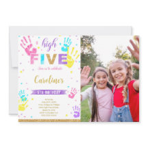 High Five Birthday Photo Invitation