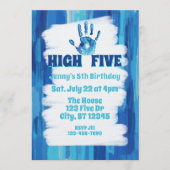 High Five, Blue Painted 5th Birthday Einladung (Vorderseite)