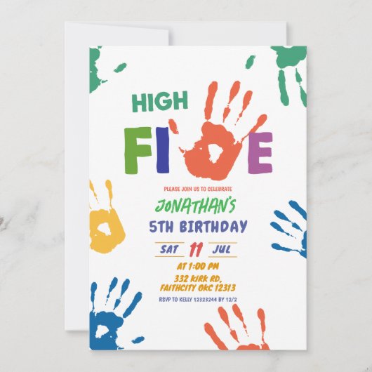 High Five Boys Geburtstag Einladung (Vorderseite)