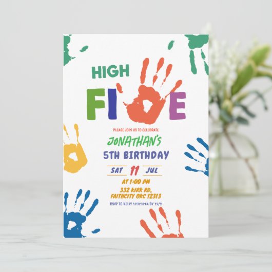 High Five Boys Geburtstag Einladung (Stehend Vorderseite)