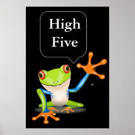 High Five Comic Frosch Humour Poster