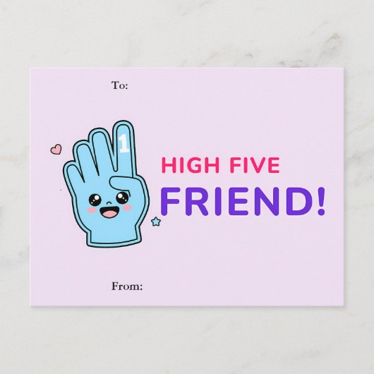 High Five Friend Valentine Card Feiertagspostkarte (Vorderseite)