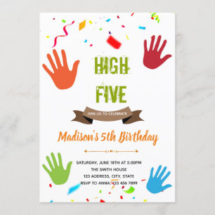 High-Five-Geburtstagsthemen-Karteinladung Einladung