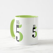 High Five grüne Typografiedesign Tasse (Vorderseite Links)