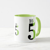 High Five grüne Typografiedesign Tasse (VorderseiteRechts)