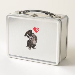 High Five Heart Bulldog Pup I Liebe Boxer Dog Love Metall Brotdose
