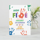 High Five Jungen Geburtstag Einladung (Stehend Vorderseite)