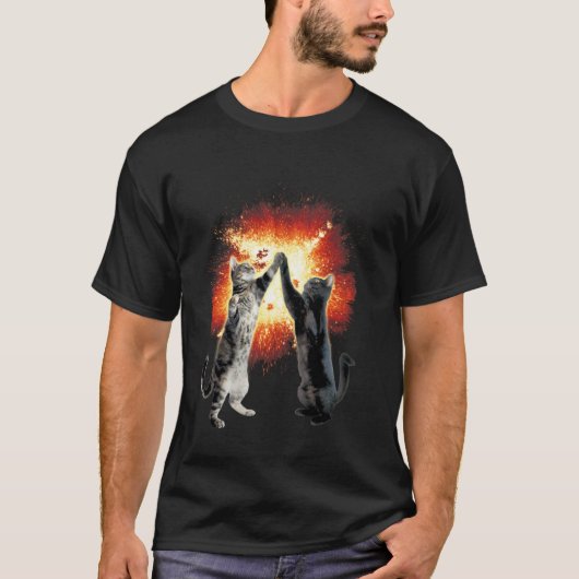 High-Five Katzen Explosion Meme Grafik T-Shirt (Vorderseite)