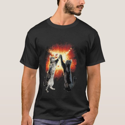 High-Five Katzen Explosion Meme Grafik T-Shirt (Vorderseite)