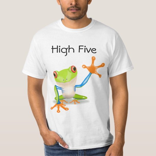 High Five Orange and Blue Funny Funny Frosch Shirt (Vorderseite)