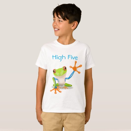 High Five Orange and Blue Funny Funny Frosch Shirt (Vorne ganz)